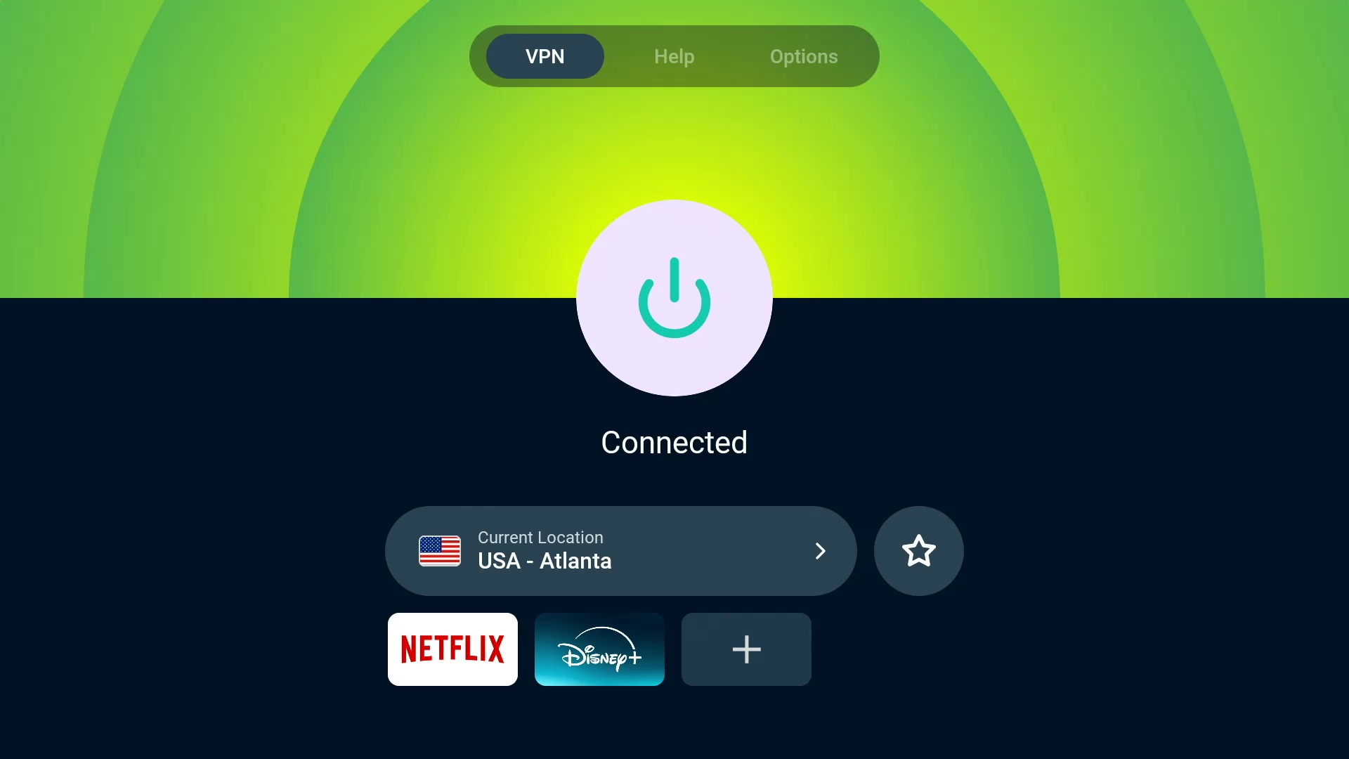 ExpressVPN Amazon Fire TV app dashboard